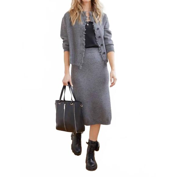 NEW COCO + CARMEN celleste sweater skirt set in charcoal